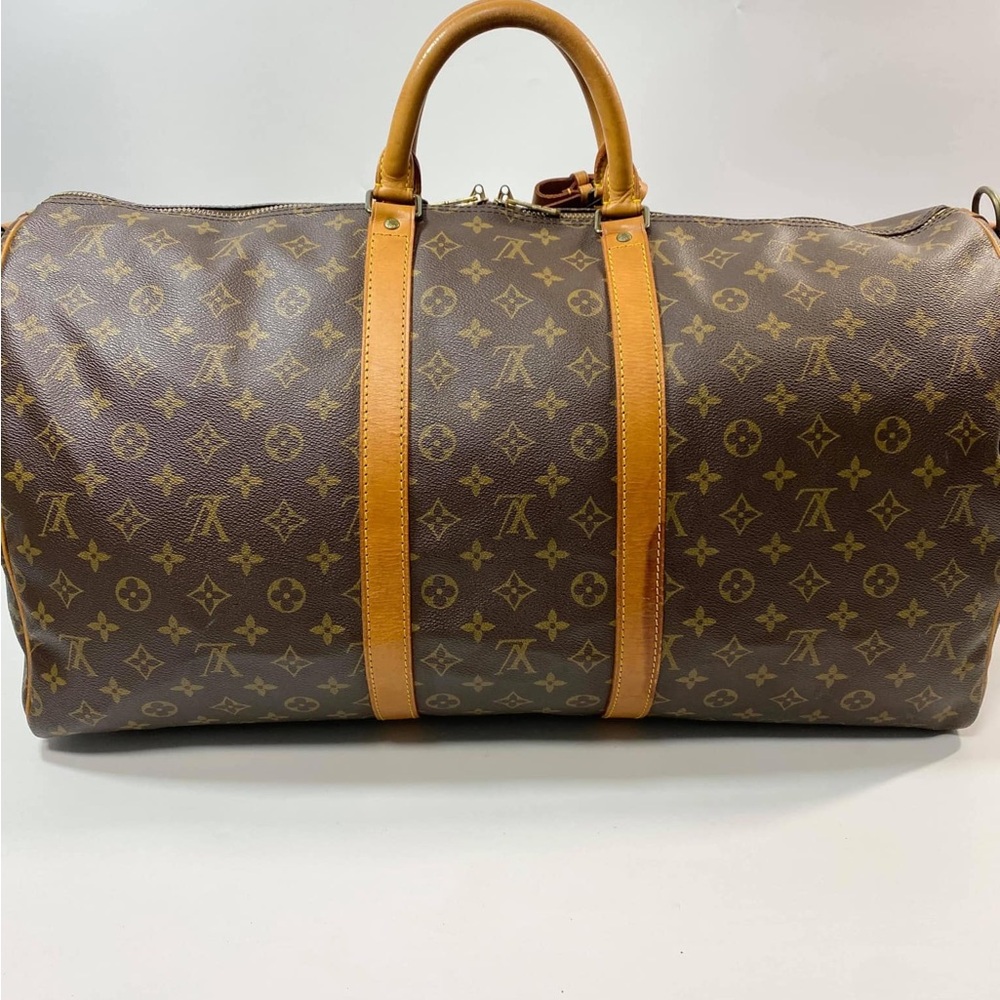 Louis Vuitton Brown and Tan Monogram Duffel Bag